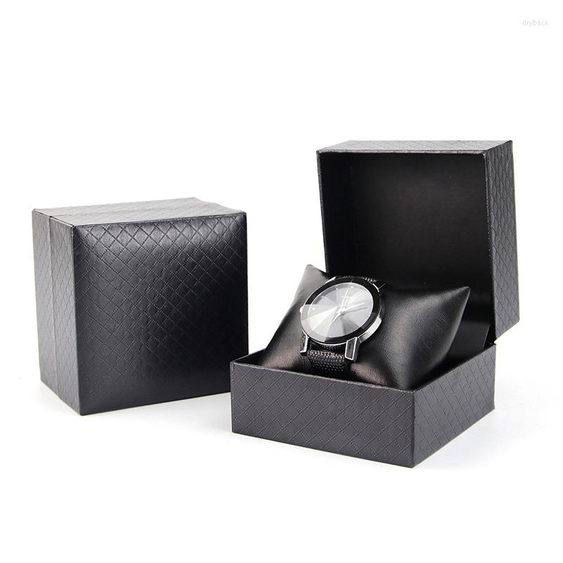 

Watch Boxes Fashion Black Specialty Cardboard Organizer Box PU Table Pillow Lozenge Display Packaging Case
