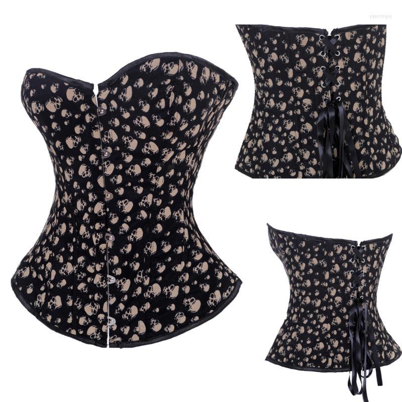 

Bustiers & Corsets Women Gothic Skull Print Overbust Waist Trainer Body Shaper Slim Sexy Lingerie Bustier Top Plus SizeBustiers, Black