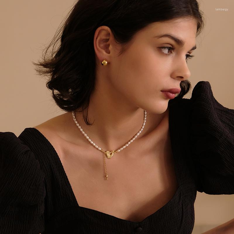 

Choker Timeless Wonder Gorgeous Natural Pearl Heart Necklace For Women Jewelry Designer Korean Egirl Ins Party Gift Trendy 3021