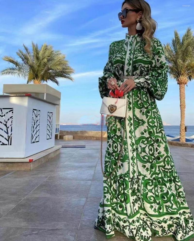 

Casual Dresses Runway Long Sleeve Printed Dress Women' 210630Xf01, Blue