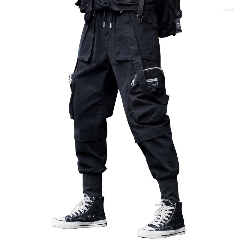 

Men's Pants Streetwear Hip Hop Men Military Patchwork Pocket Side Nice Loose Joggers Sweatpants Winter Trousers For Male, Black