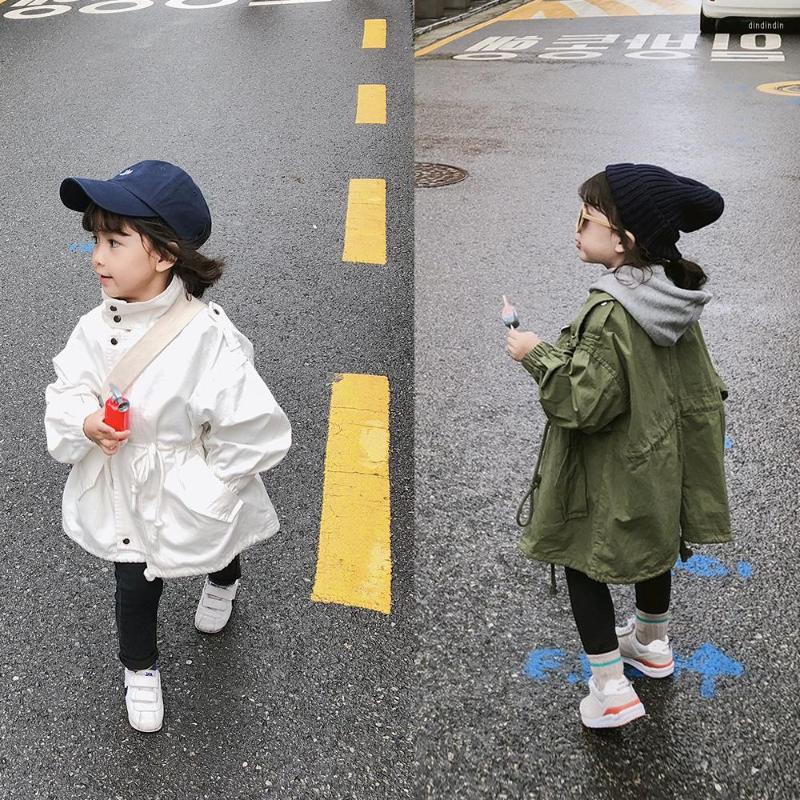 

Coat 2022 Autumn Windbreaker For Girls Children Clothes Girl Trench Long Sleeve Kids Jacket Baby Clothing 3-8Y, White