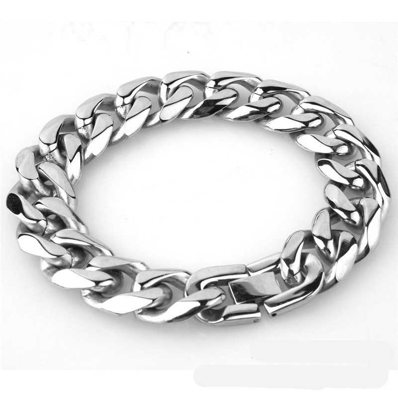 

European and American Popular chain link chains Ornament Men's Titanium Steel Stainless Steel Six-Sided Grinding Jewelry Buckle Bracelet Colorfast
