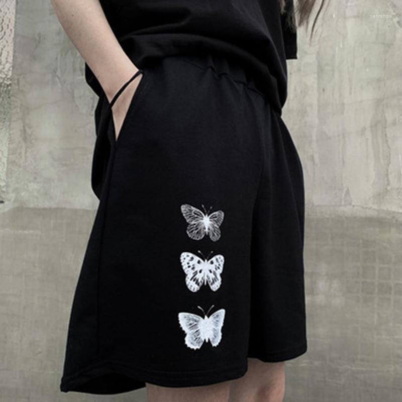

Women' Shorts Women' Dark Academia Wide-leg Knee-length Harajuku Simple Women 2022 Butterfly Print All-match Chic Gothic Casual, Black
