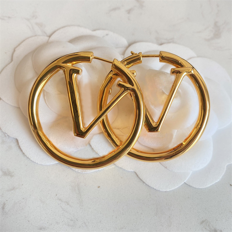 

Fashion Big Circle Earrings Hoop Earring Luxury Designers Jewelry Womens Ear Stud Gold Ladies Earrings Wedding Party