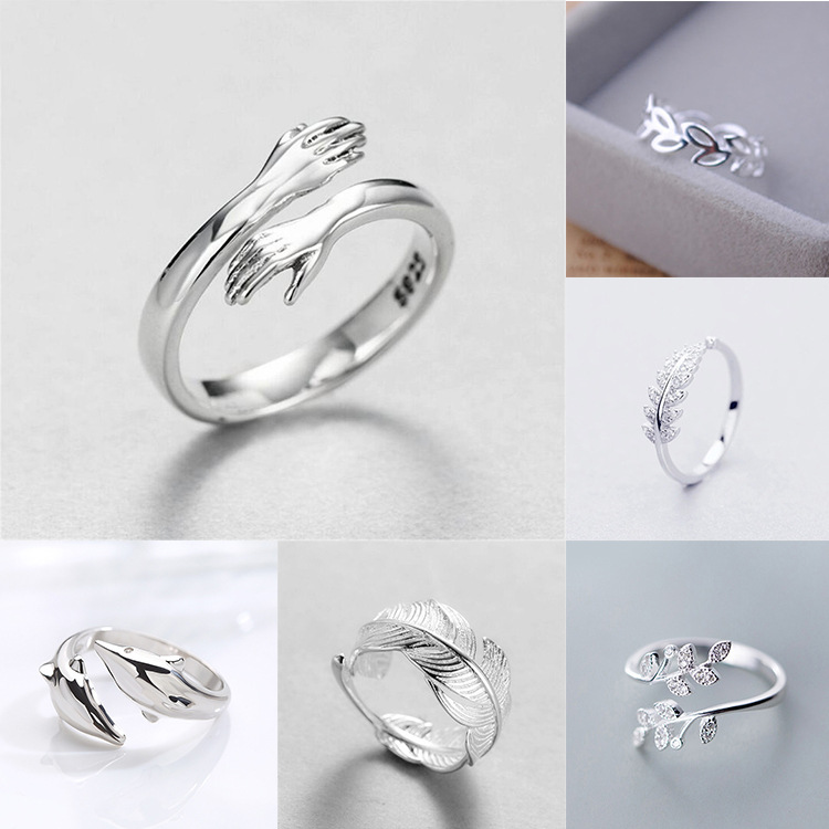 

Gold Silver Open Band Rings for Women Men Fashion Jewelry Festival Gift Whale Leaf