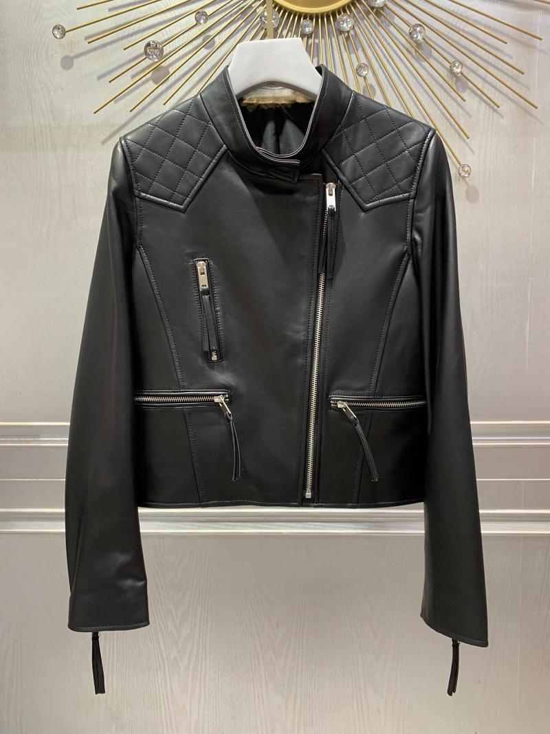 

Women' Jackets 2022 Early Autumn Locomotive Sheepskin Leather Clothing 0813, Black