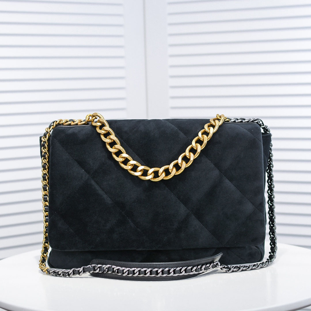 

Womens Top Maxi 19 Series Velvet Quilted Bags Classic Gold Chain Totes Hardware Chain Shoulder Strap Crossbody Sacoche Designer Large Capacity Handbags 26/30/36CM, Box