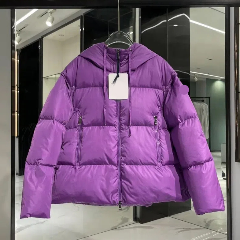 

maya Designer Womens Down Jacket Embroidery badges mens Winter detachable Sleeve coat Warm Puffer coat size0/1/2, Black