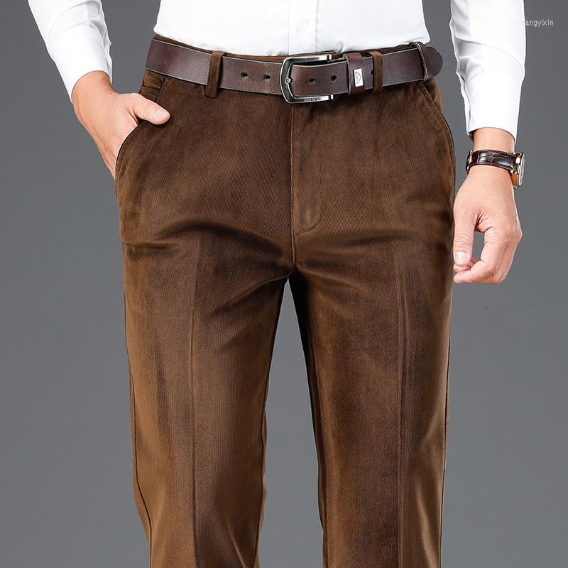 

Men's Pants 4 Colors 2022 Autumn Men's Straight Corduroy Casual Business Fashion Thick Stretch Brand Trousers, Black