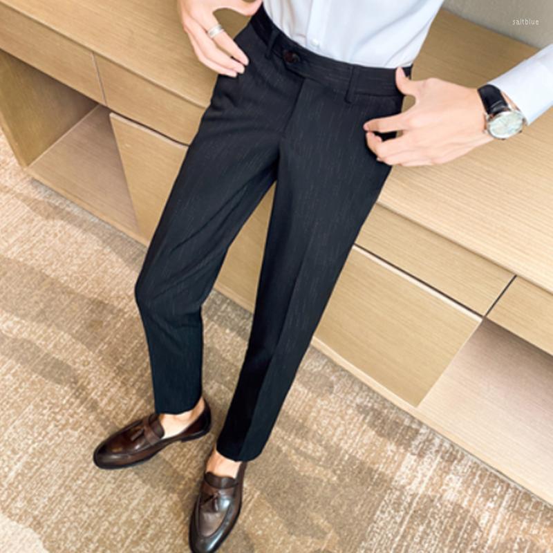 

Men's Suits Autumn Winter Men's Wear Straight Leg Stripe Pants Business Casual Handsome Gorgeous Western, Black