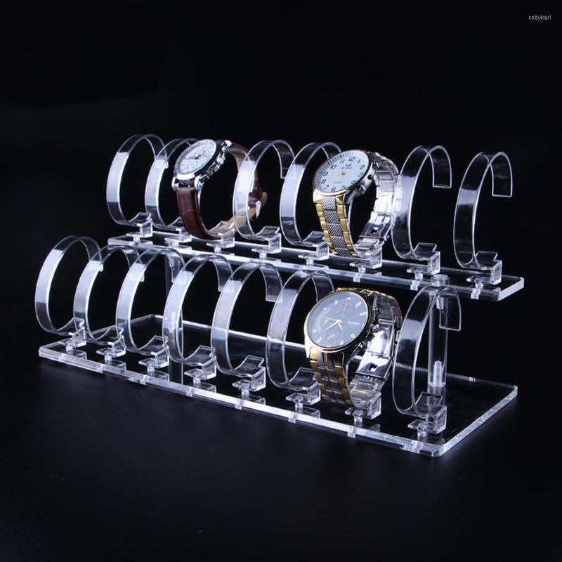 

Watch Boxes Acrylic 2-Tier Jewelry Wrist Displays Rack Holder Show Case Stand