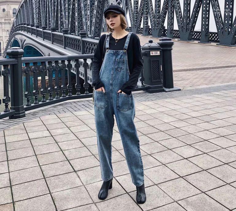 

Women' Jeans Women' HCBLESS Fashion 2022 Spring Wild Retro Front Pocket Denim Overalls Trousers, Blue