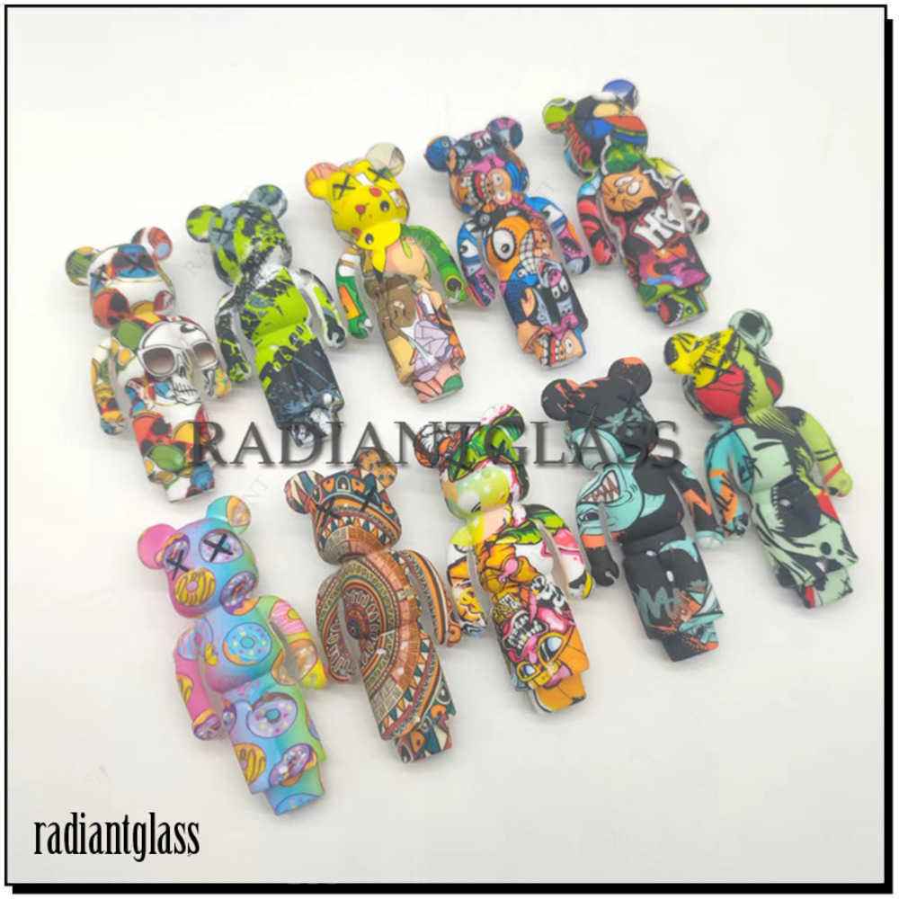 

Popular cartoon Silicone hand pipe bear like smoking pipes water transfer printed Tobacco Pipes Silica Glass wholesale