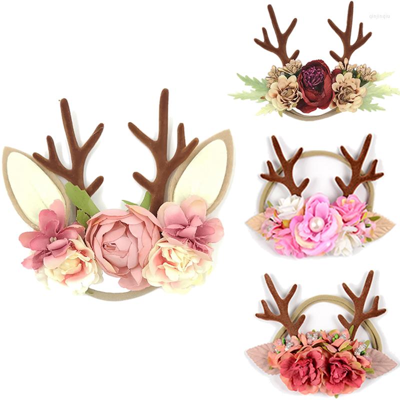

Hair Accessories 10Pcs/Lot Christmas Antlers Flower Headband Baby Lovely Elastic Nylon Band Sweet Princess Party Headdress, 10pcs 8