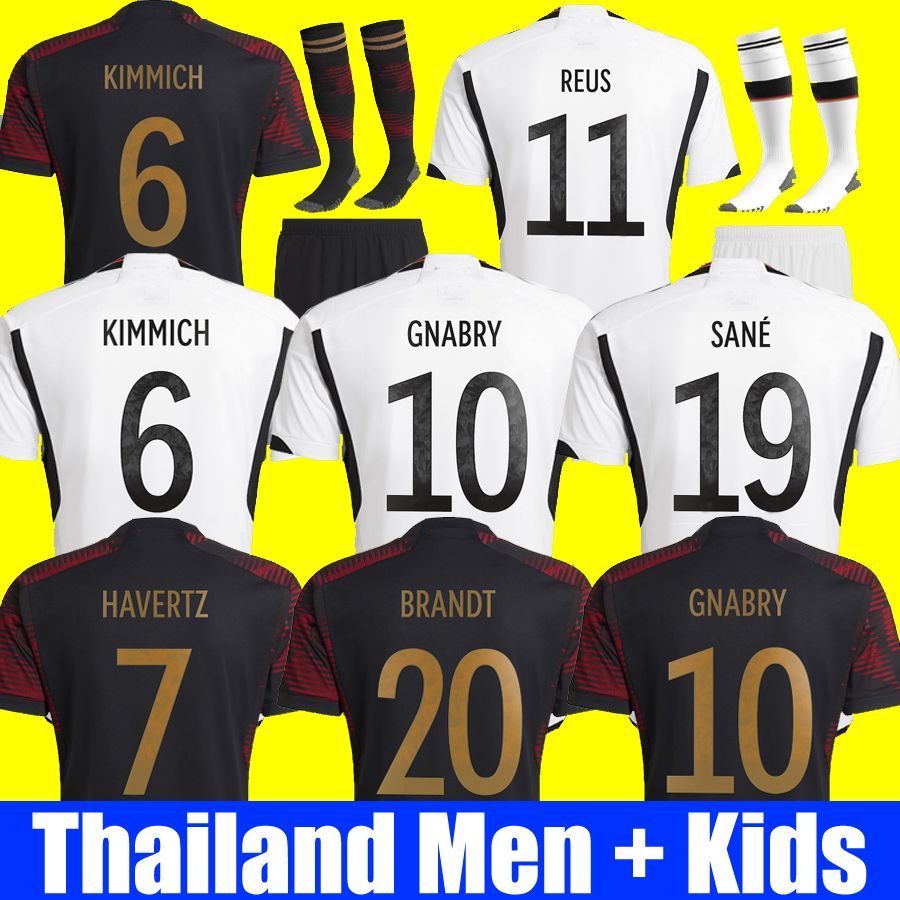 

2022 Germanies Soccer Jerseys SANE HUMMELS KROOS WERNER MULLER GERMANe Football shirt GOTZE Gnabry REUS MUSIALA 22 23 men kids kit long sleeve women uniform, 2022 home adult player world cup
