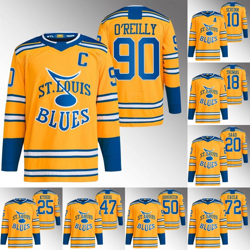 

Blues 2022 Reverse Retro Jersey Ryan O'Reilly Brayden Schenn Robert Thomas Vladimir Tarasenko Torey Krug Binnington Kyrou Pavel Buchnevich Justin Faulk Torey Krug, Womens 2022 reverse retro s-xxl