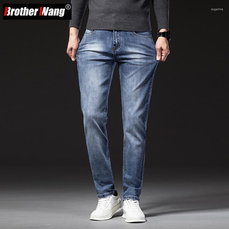 

Men's Jeans 2022 Autumn Men's Fashion Slim Fit Stretch Vintage Blue Washed Cotton Denim Pants Male Brand Trousers, Blue grey