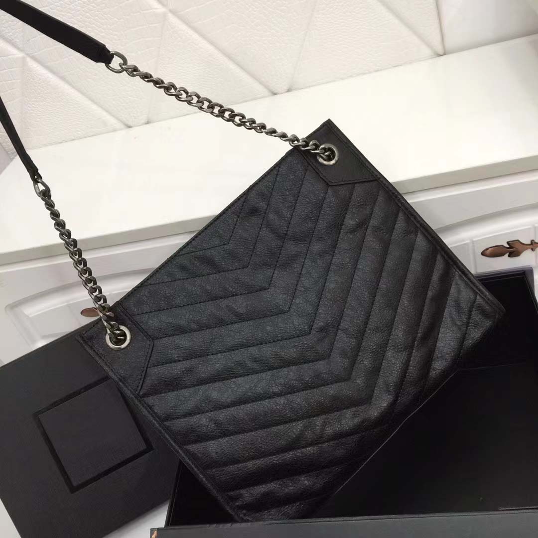 

designer shopping bag niki handbag Silver metallic leather chain bagss Ladies shoulder bag Crossbody bags tote purse, 1 32*27*11cm