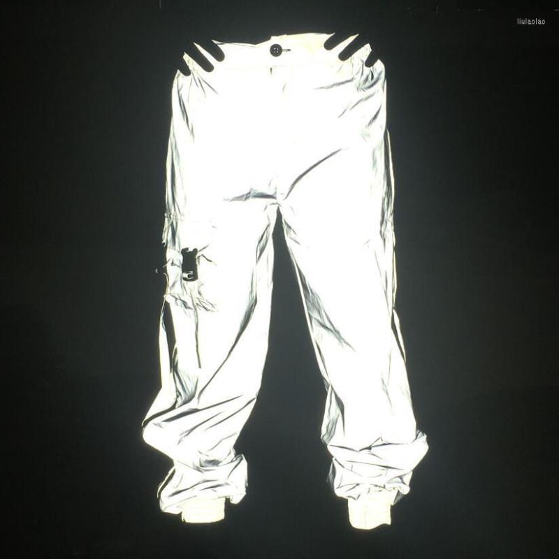

Men's Pants 2022 Colorful Reflective Mushroom Men Hip Hop Street Dance Night Joggers Sweatpants Mens Reflect Light Trousers