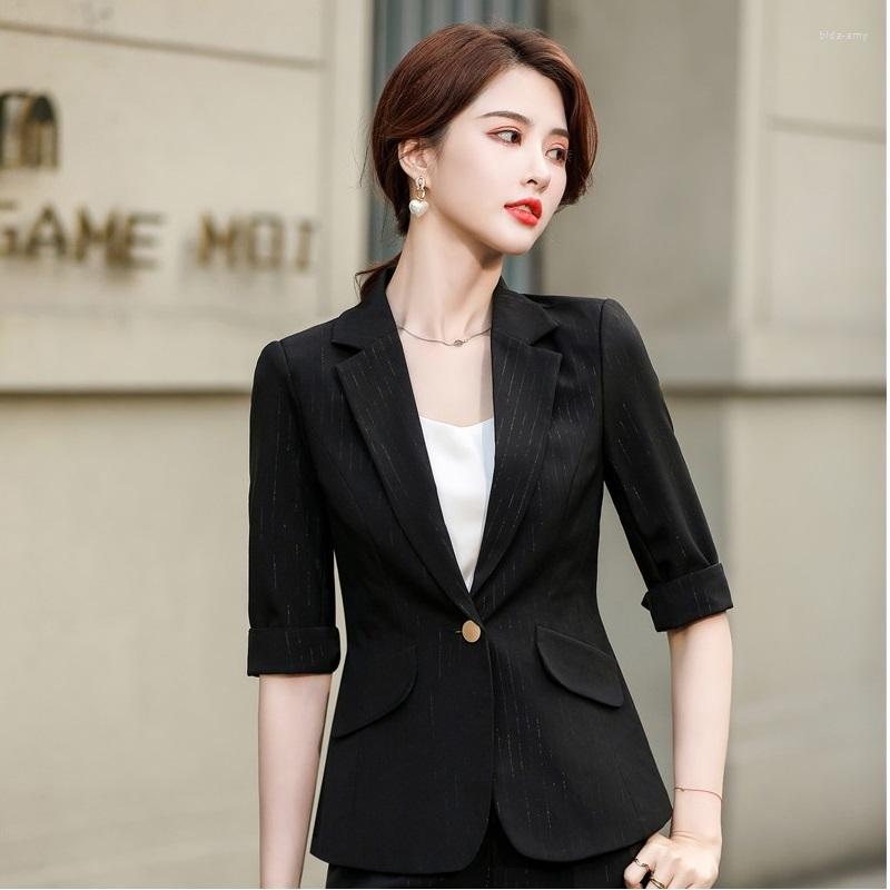 

Women' Suits Women' Jacket Half Sleeve Elegant Black Single Button Coat OL Styles Summer Blazers For Women Ladies Office Blazer, Black coat