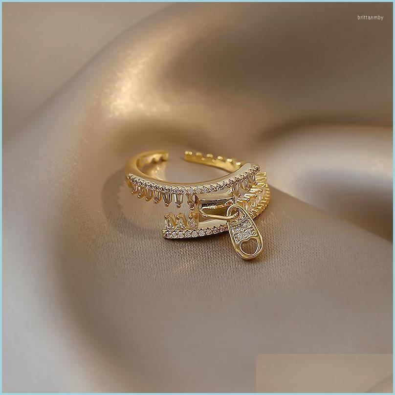 

Cluster Rings Cluster Rings Design Fashion Jewelry Exquisite Copper Inlaid Zircon Sense Zipper Ring Elegant Womens Opening Adjustabl Dhliq