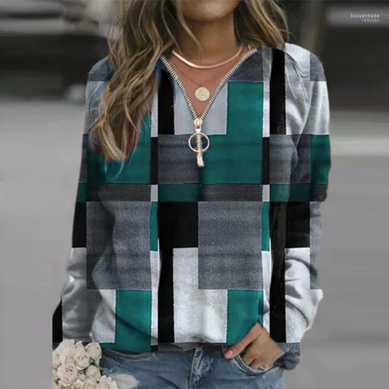 

Women's Hoodies Women's & Sweatshirts Elegant Woman Fashion Sexy Zipper V Neck Long Sleeve Plaid Printing Pullover Casual 2022 Vintage, Red