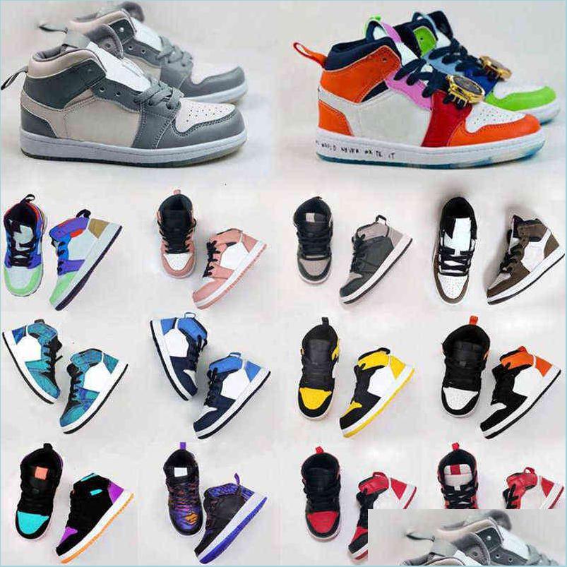 

Athletic Outdoor Infants 1S Kids Basketball Shoes Kid Game Royal Scotts Obsidian Chicago Bred Sneakers Mid Mticolor Tiedye Size Dr Dhq8B