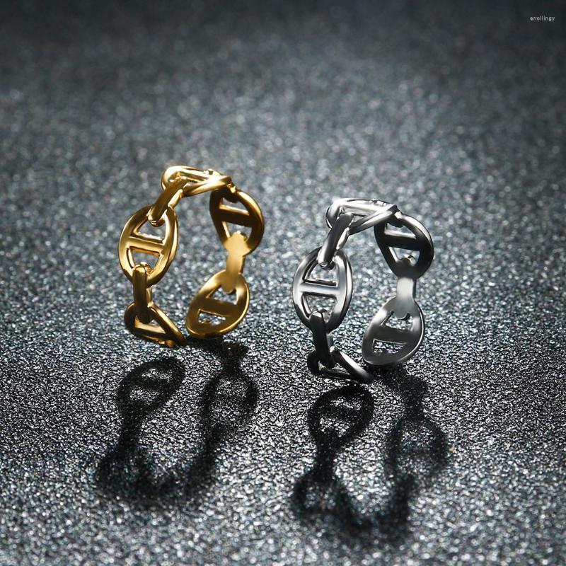 

Cluster Rings Hollow Cute Simple Adjustable Gold Chain Geometric Open Cuff Minimalism Korean Fashion Women Party Jewelry