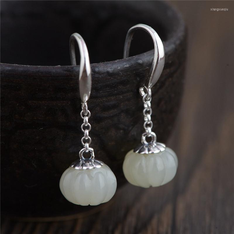 

Dangle Earrings LYBUY S925 Silver Nephrite For Women Jewelry Natural Hetian Jades Pure Sterling Drop Earring