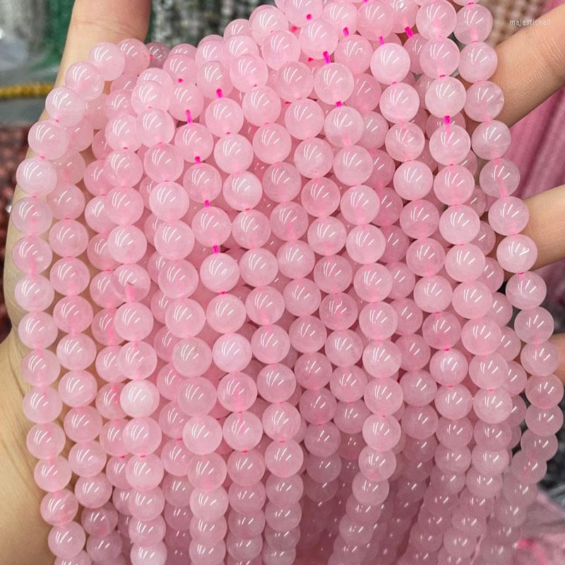 

Beads Natural Stone Rose Quartz 4 6 8 10 12mm Pick Size Round Loose Strand Gemstone Bead DIY Crystal Bracelet For Jewelry Making