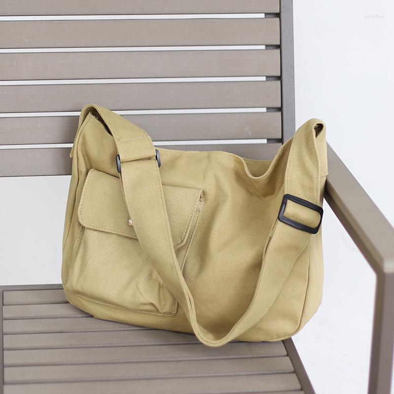 

Evening Bags 2022 Fashion Casual Large Capacity Solid Color Crossbody Bag Student Women Shoulder Canvas Handbags Girl Shopper, White