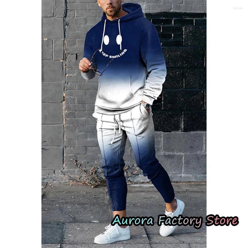

Men' Tracksuits Men Gradient Color Hoodie Set Smile Print Tracksuit Fashion Outfit Long Sleeve Casual Suit Spring Autumn Male Clothing With, Hoodie (8)