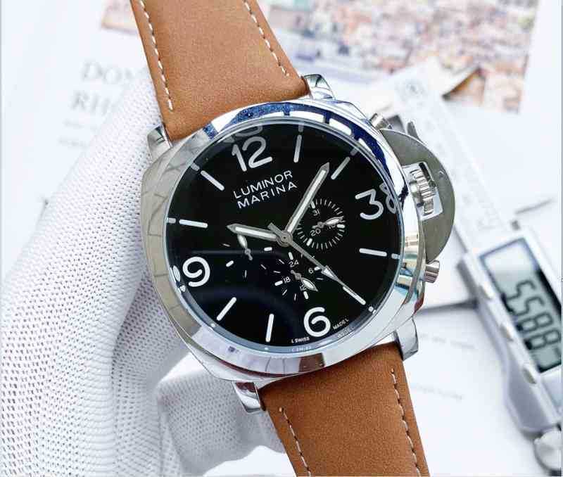

Light Luxury Brand Men's Automatic Mechanical Watch Marina Leather Strap Tourbillon Hollow Movement, Beige