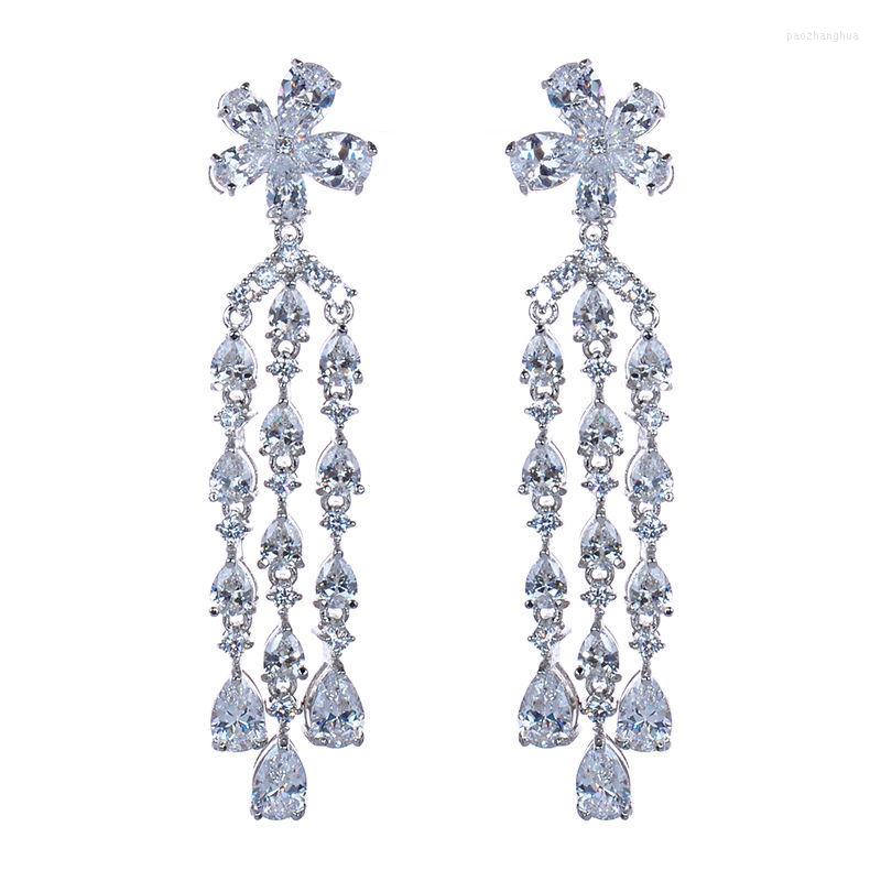 

Dangle Earrings Listing Exaggerate Long Crystal Dangledrop Earring Flower 925 Sterling Silver Jewelry For Woman GLE4852
