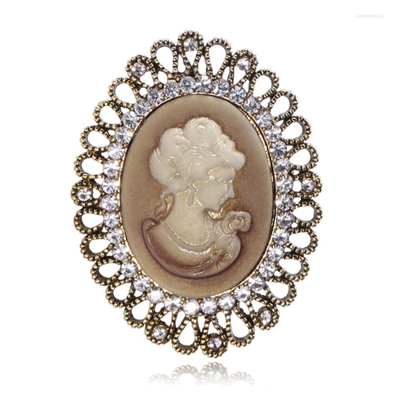 

Brooches Wuli&baby Flower Round Lady Face Badge For Women Vintage Beauty Figure Office Party Brooch Pins Gifts