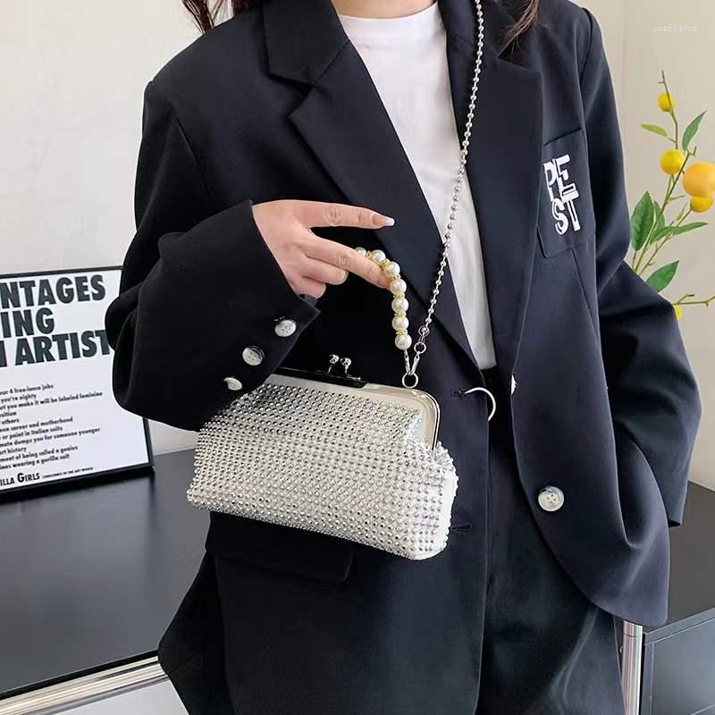 

Waist Bags Fashion Bag Women 2022 Summer Pearl Handbag Diamond Chain One Shoulder Messenger Small Square Drop