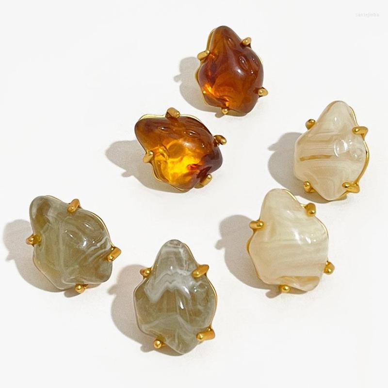 

Stud Earrings Peri'sBox Multicolor 4 Prongs Irregular Resin For Women Unusual Grey White Acrylic Big Ear Studs Jewellery