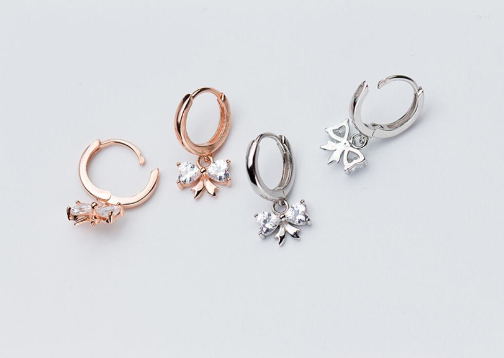 

Hoop Earrings 925 Sterling Silver Bowknot Huggie Women A1609