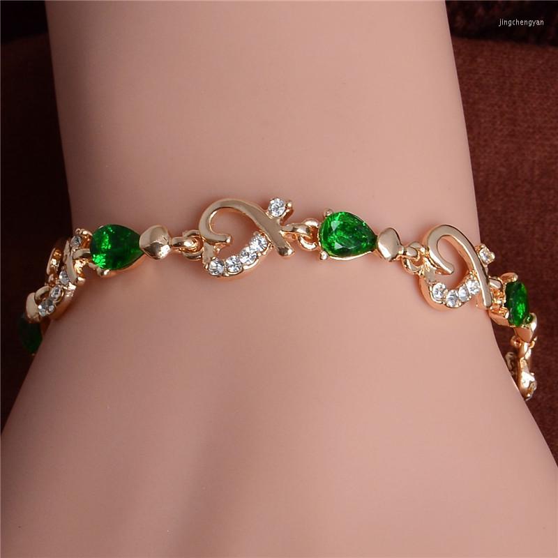 

Bangle Luxury Multicolor Cubic Zirconia Women's / Lady's Fashion Gold Plated Heart 5 Colors Cz Stones Bracelets & Bangles