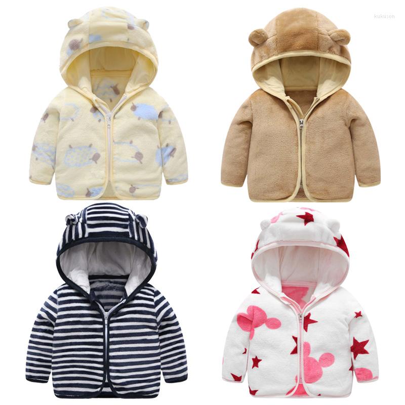 

Jackets Baby Girls Boys Coral Fleece Hooded Outerwear Snowsuit Autumn Toddler Kids Warm Cotton Coats 1-6 Years Children Jacket, As the picture