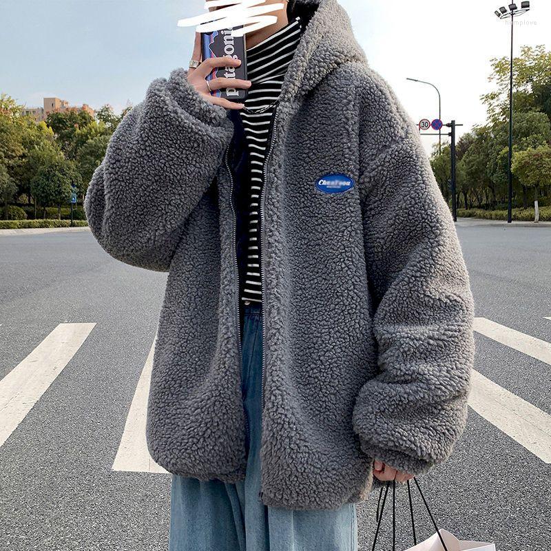 

Men's Down Oversized Faux Lamb Wool Men Clothing Autumn Winter Fashion Coats Thick Jackets Ladies Casual Parkas Streetwear Korean Goth, Black