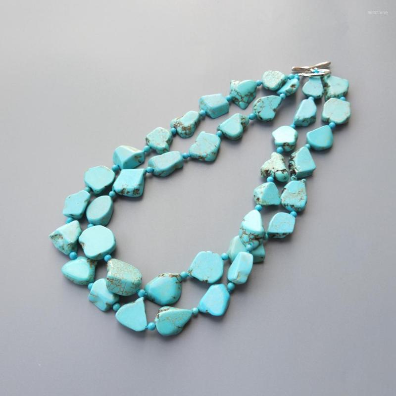 

Choker LiiJi Unique Blue Turquoises Necklace 2 Row Statement For Women Fashion Approx 48cm