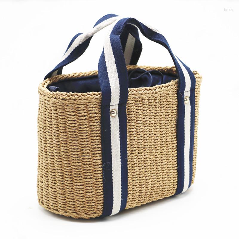 

Evening Bags Portable Straw Bag Beach Shoulder Woven Handbag Round Women Summer Rattan Handmade, Black