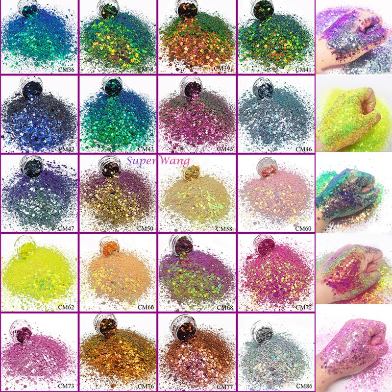 

Nail Glitter 50g 1KG Hexagon Mix Size Changing Color Eye Face Crafts Art Chameleon Sequins For Chunky Tumbler Epoxy Resin