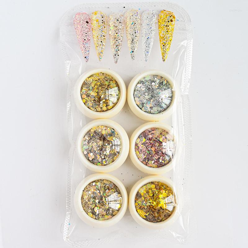 

Nail Glitter 6box/Set Holographic Chunky Hexagon Shape Mixed Sequins Charm Laser Sparkly Flakes Slices Manicure Glitters