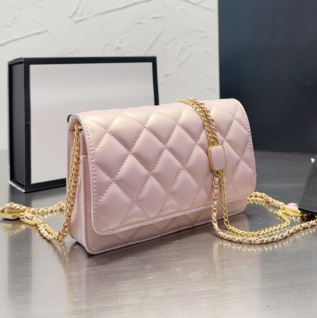 

French Gems Chain WOC Designer Bags Wallet Quilted Gold Hardware Matelasse Womens Classic Sheepskin Handbags Multi Pochette Card Holder Coin Purse Mini Crossbody, Box