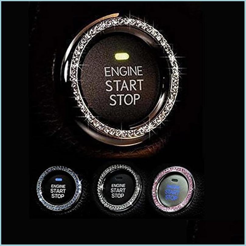 

Interior Decorations Rhinestone Car Ring Emblem Stickers Decal For Vehicle Ignition Starter Buttons Keys Knobs Interior Accessory S Dhzdm