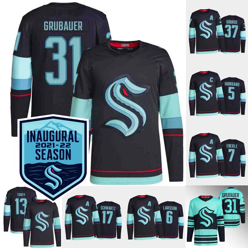 

Seattle Philipp Grubauer Jersey Kraken Inaugural Season Shane Wright Matty Beniers Yanni Gourde Morgan Geekie Andre Burakovsky Eberle Vince Dunn Gustav Olofsson, Youth blue with patch s-xl