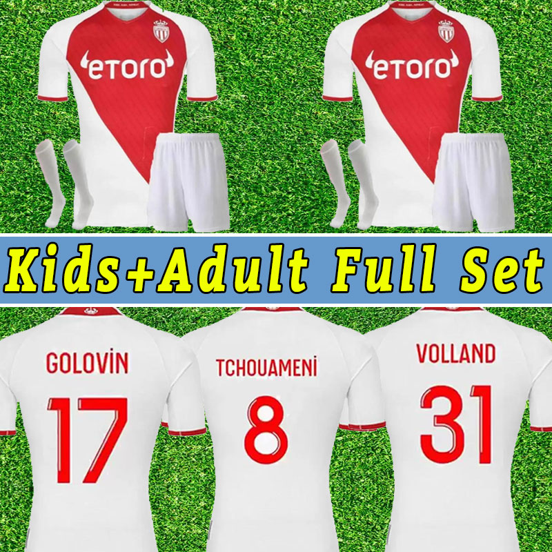 

Full Set 2022 2023 maillots AS Monacos Soccer Jerseys BEN YEDDER JOVETIC GOLOVIN 22 23 GEUBBELS Men maillot de foot Flocage JORGE Football Shirt mend kids FABREGAS, Home